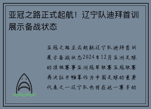 亚冠之路正式起航！辽宁队迪拜首训展示备战状态